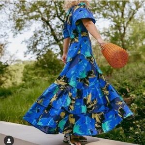 Christopher John Rogers Target Royal Blue and Yellow Floral Tiered Maxi Dress
